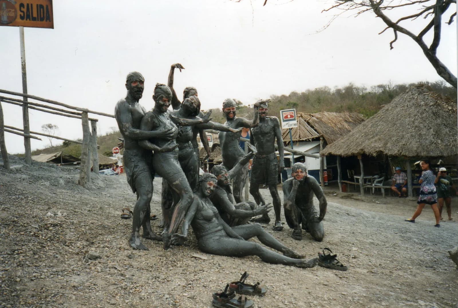 Tourists bathing in the mud crater of the El Totumo volcano near Cartagena, Colombia