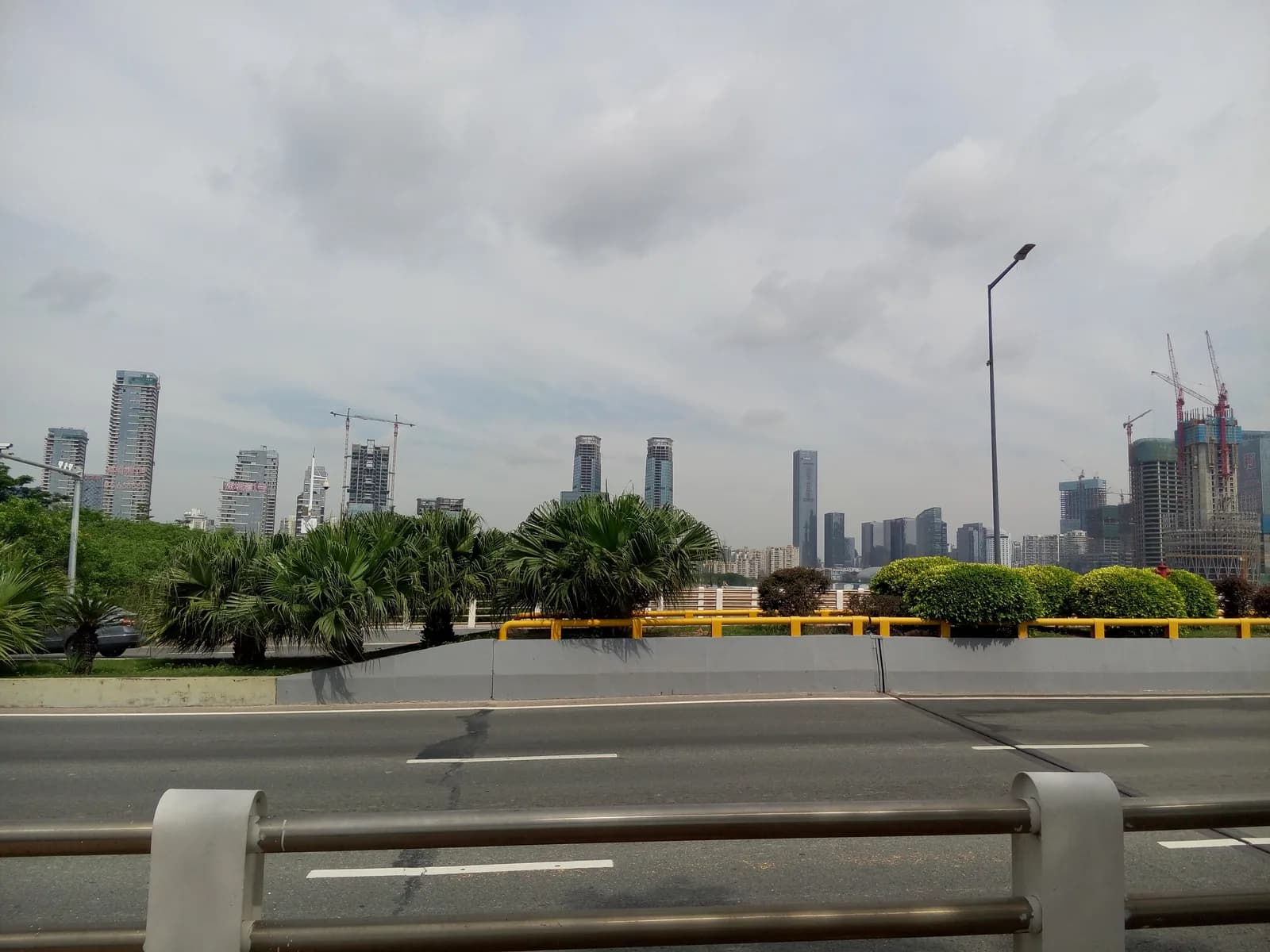High-rise towers of the Houhai skyline in Nanshan seen from the Shenzhen Bay waterfront