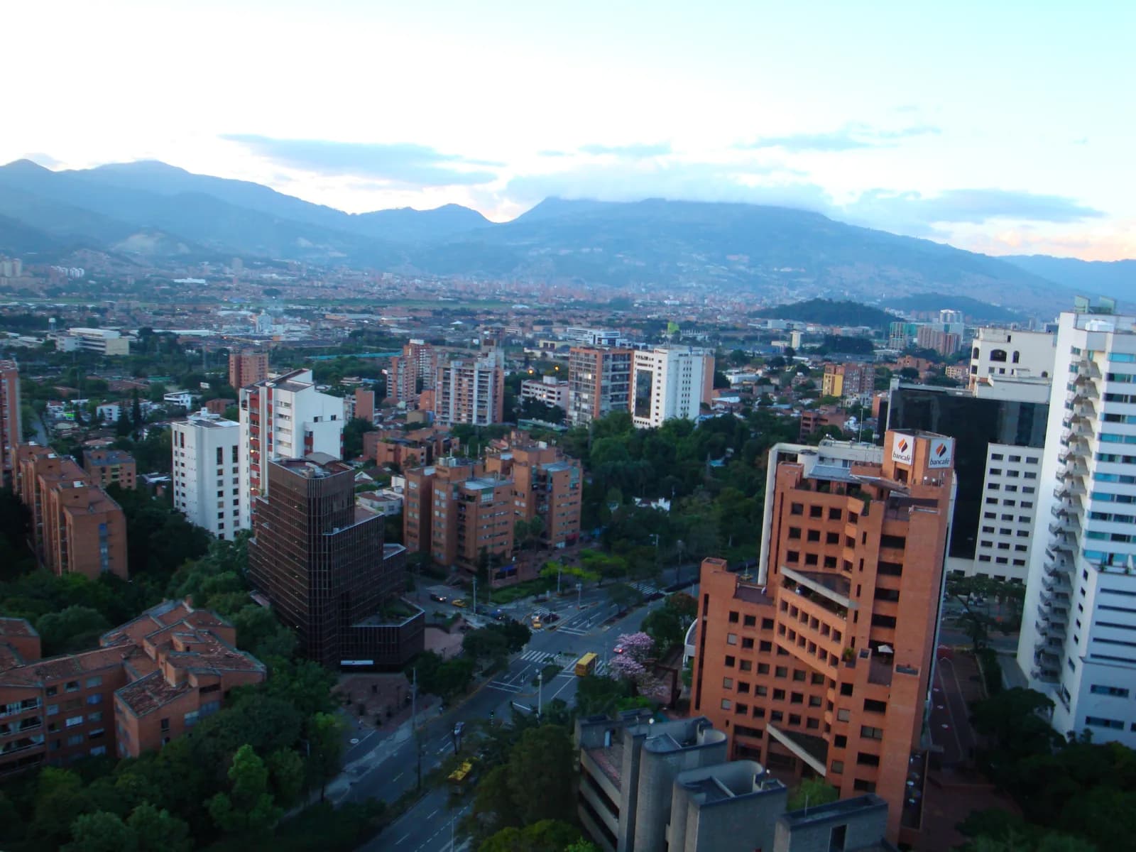 The high-rise skyline of Medellín filling the Aburrá Valley under green mountains, Colombia